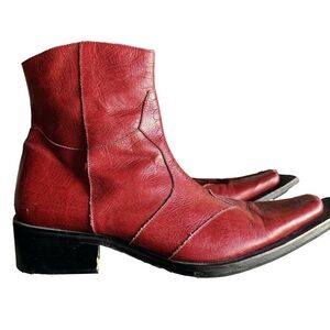 Men's Red Leather Cowboy Boots